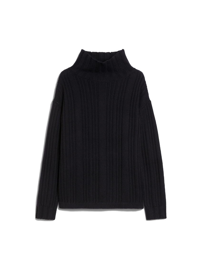 Navy Blue Wool And Cashmere Polo-neck Jumper