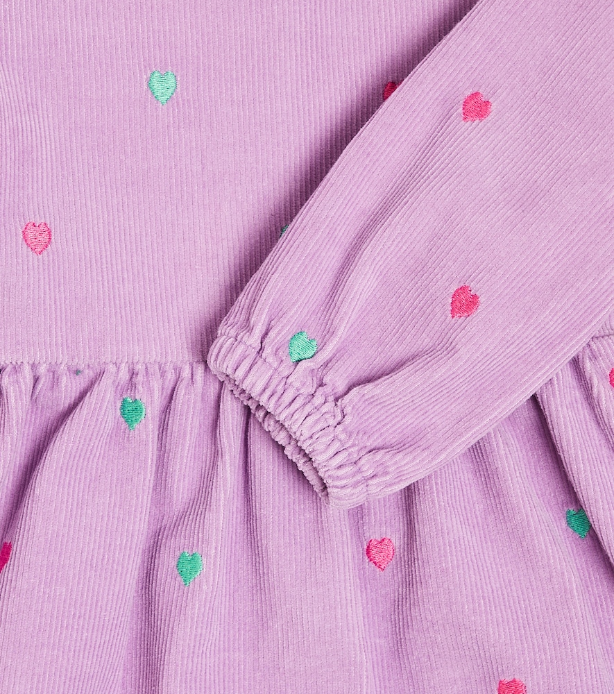 Embroidered cotton corduroy dress