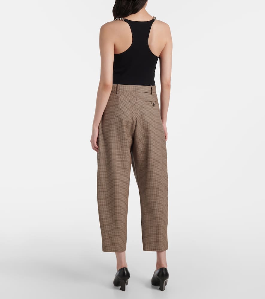 Houndstooth cropped wool wide-leg pants