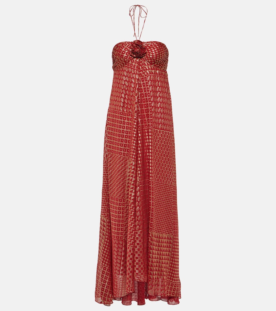 Rixo Samira printed halterneck gown