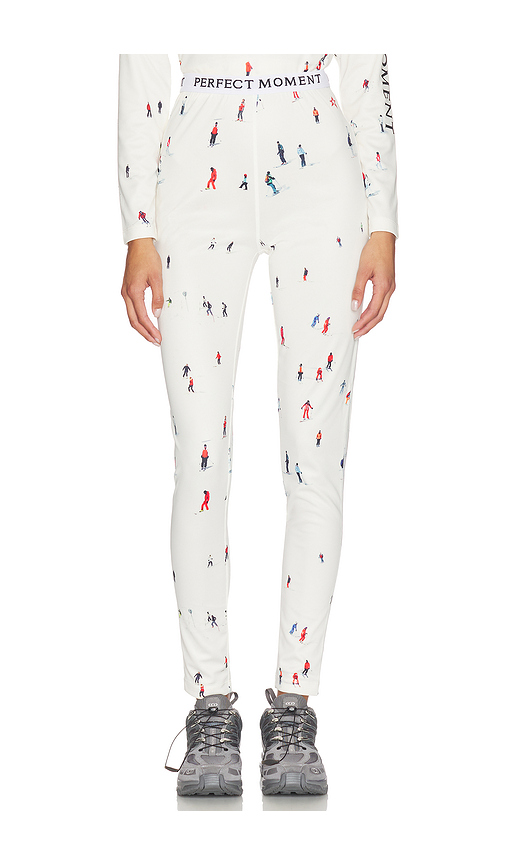 Perfect Moment Printed Base Layer Legging in White. M. Also in L
