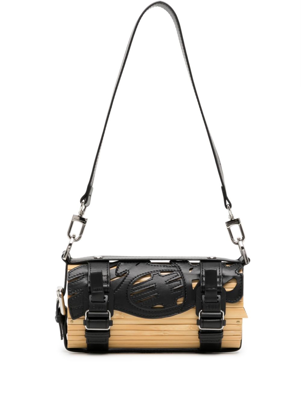 Logo-print bamboo shoulder bag - Brown