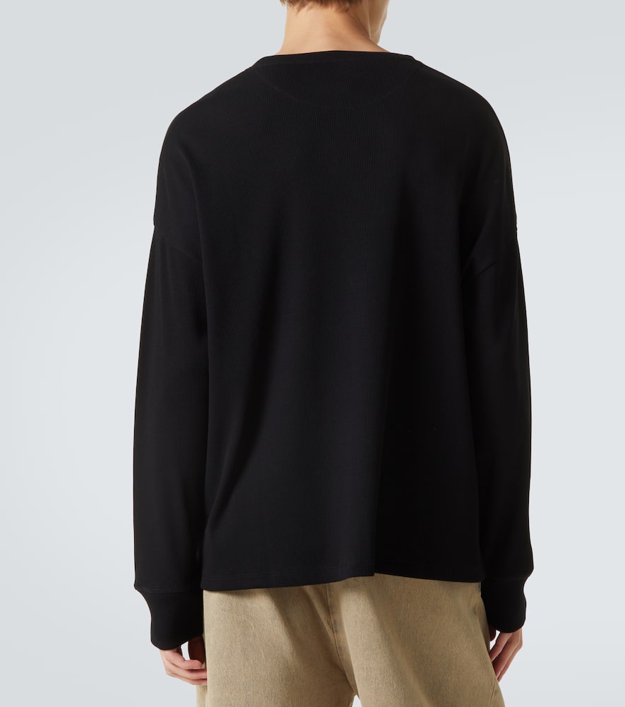 Anagram ribbed-knit cotton T-shirt
