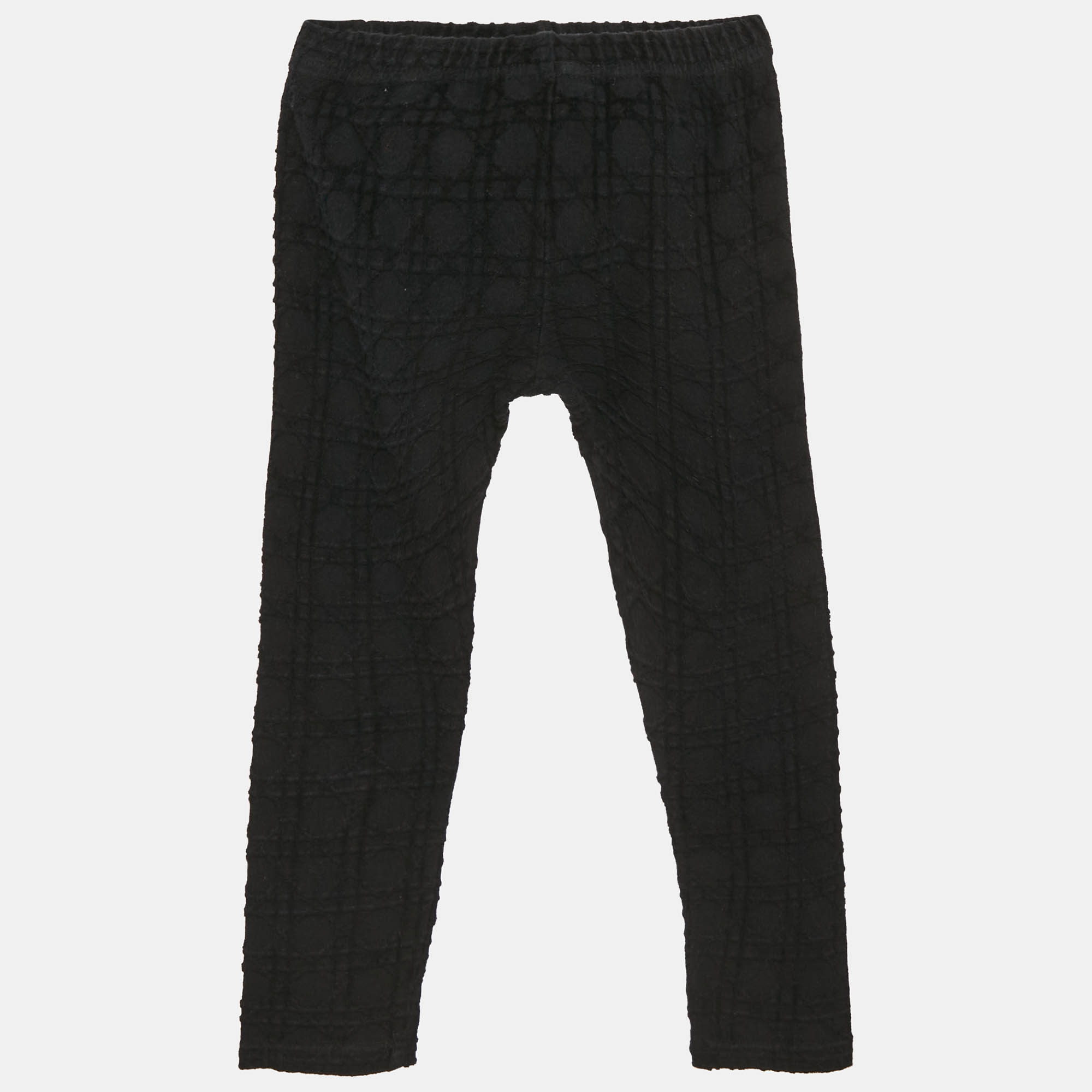 Baby Dior Black Cannage Embroidery Cotton Knit Pant