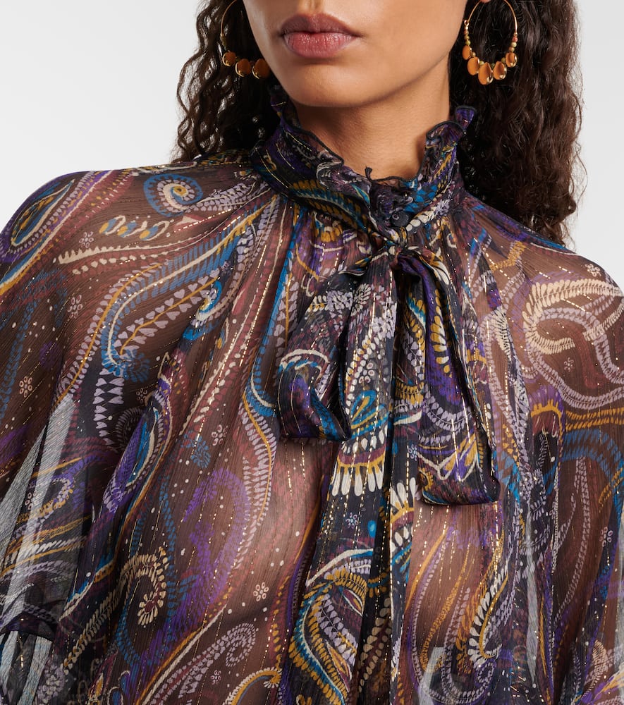 Paisley silk-blend blouse