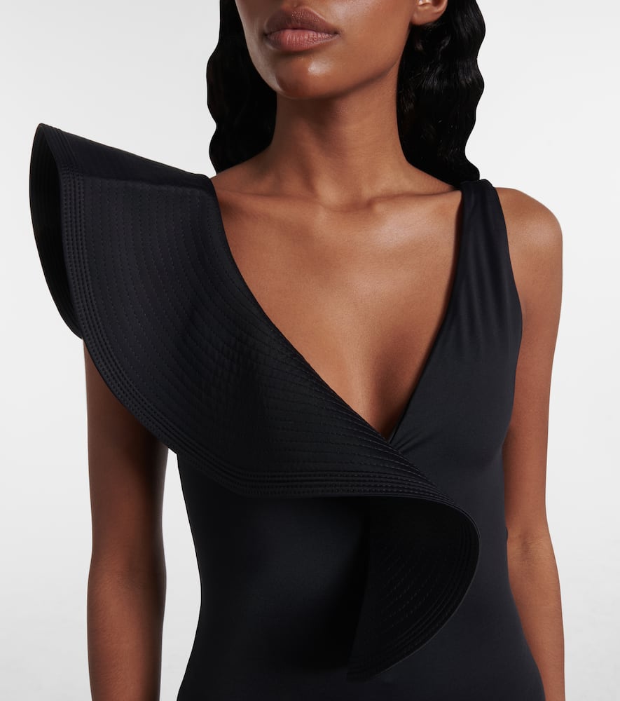 Asymmetric ruffled swimsuit