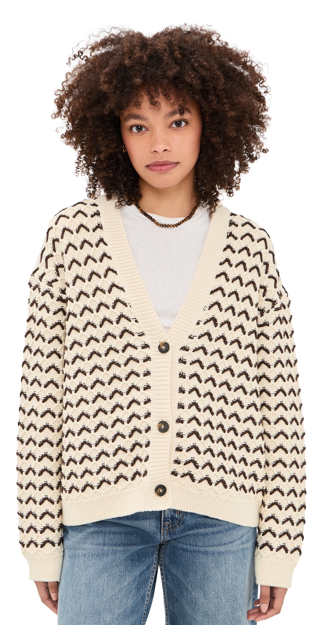 V Neck Cardigan Witherit Beige