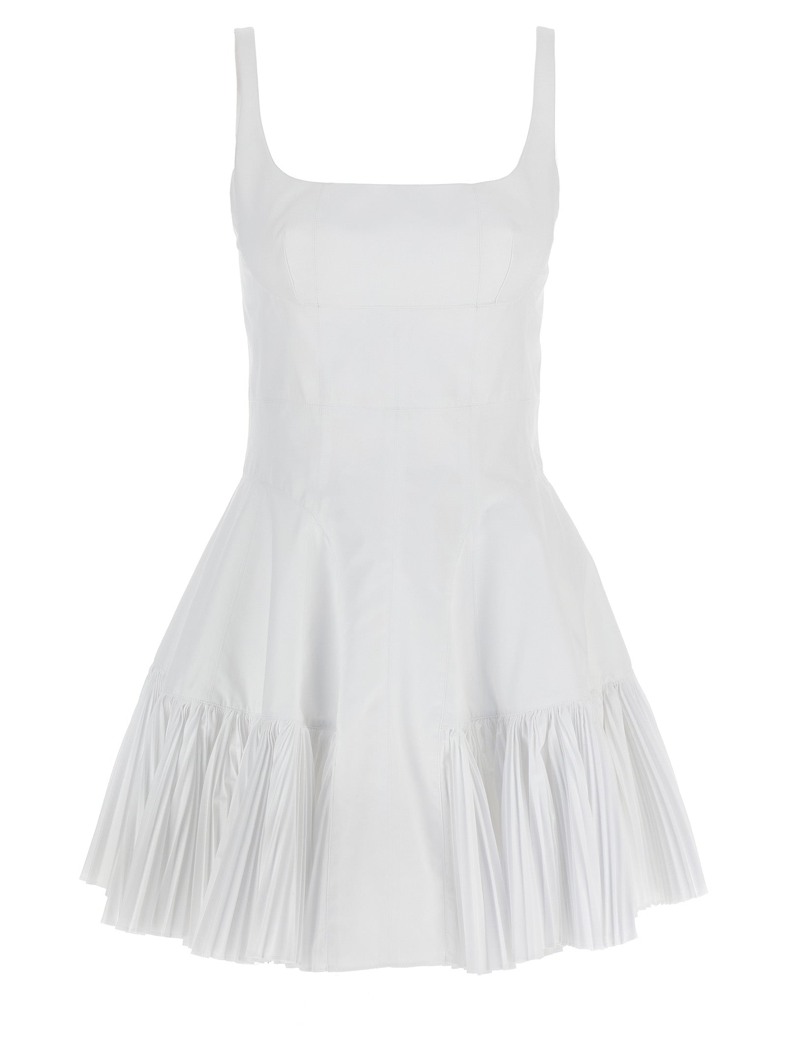 Pleated Mini Dress — White