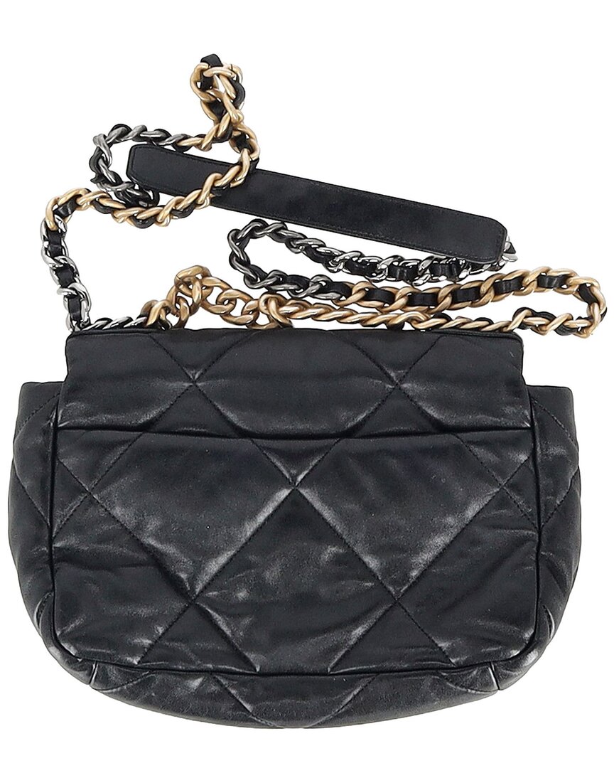 Black Quilted Leather 19 Large Flap Bag (Authentic Pre-Loved)