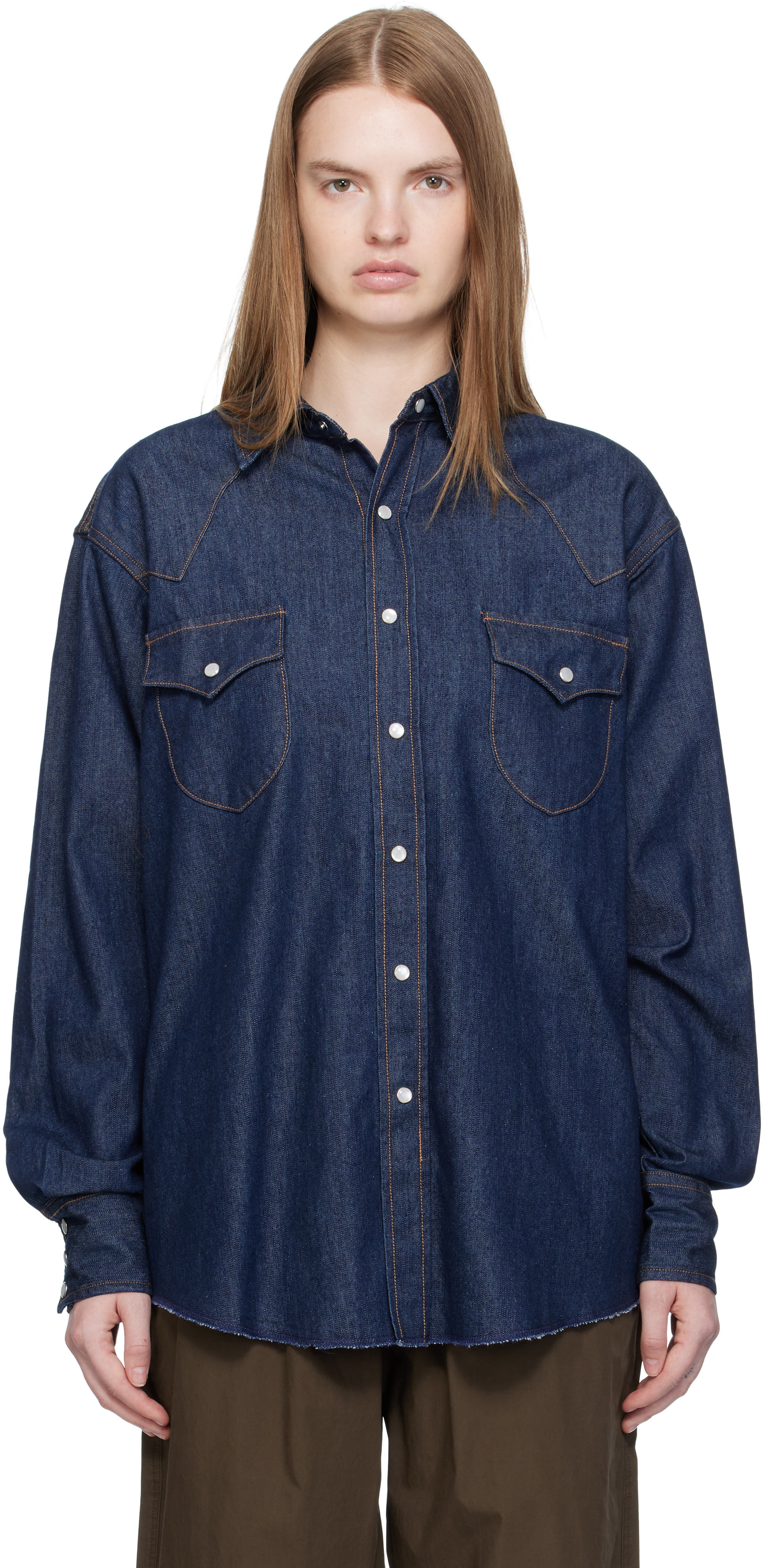 SSENSE Exclusive Blue Denim Western Shirt