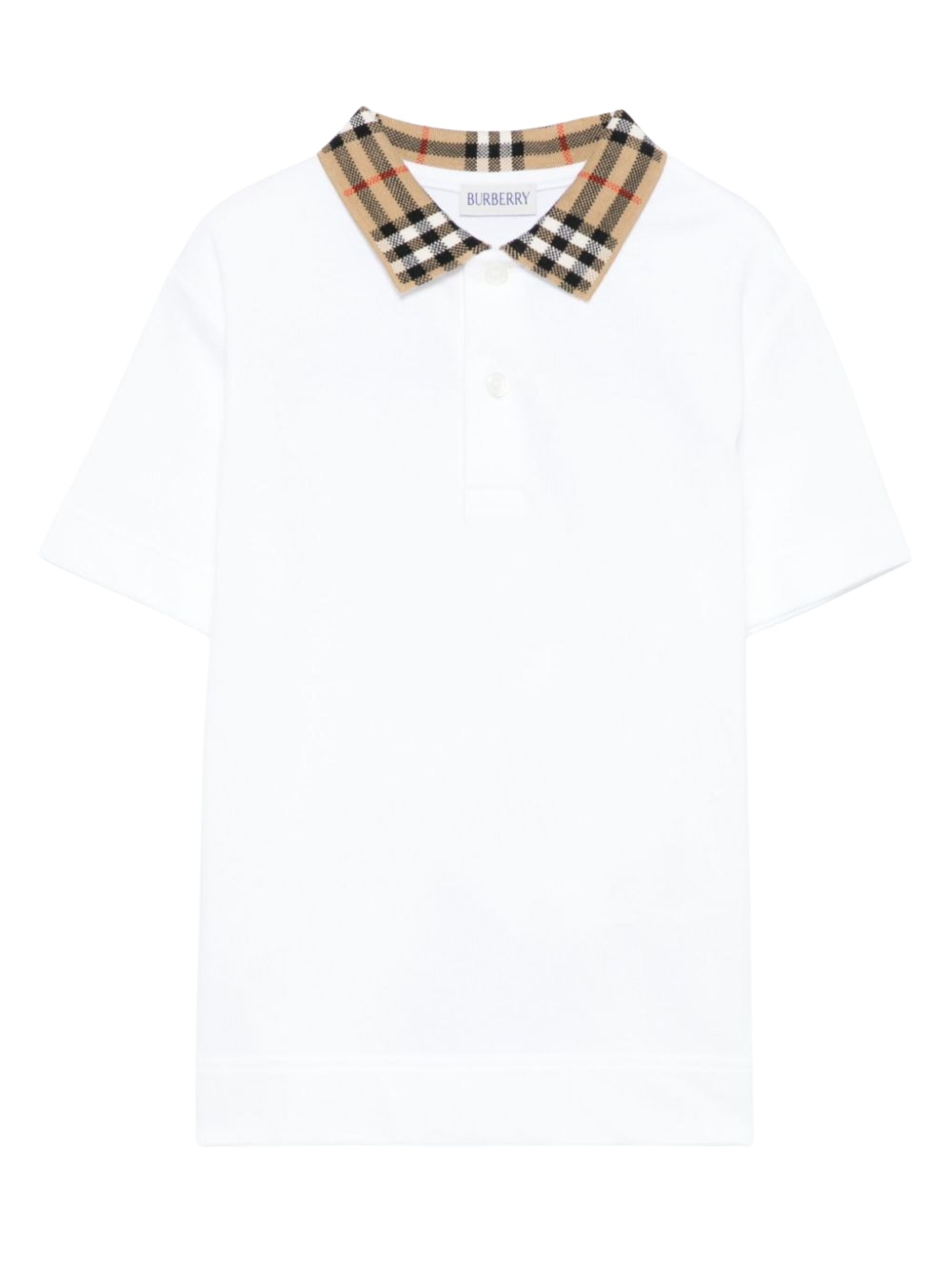 Check Collar Cotton Polo Shirt