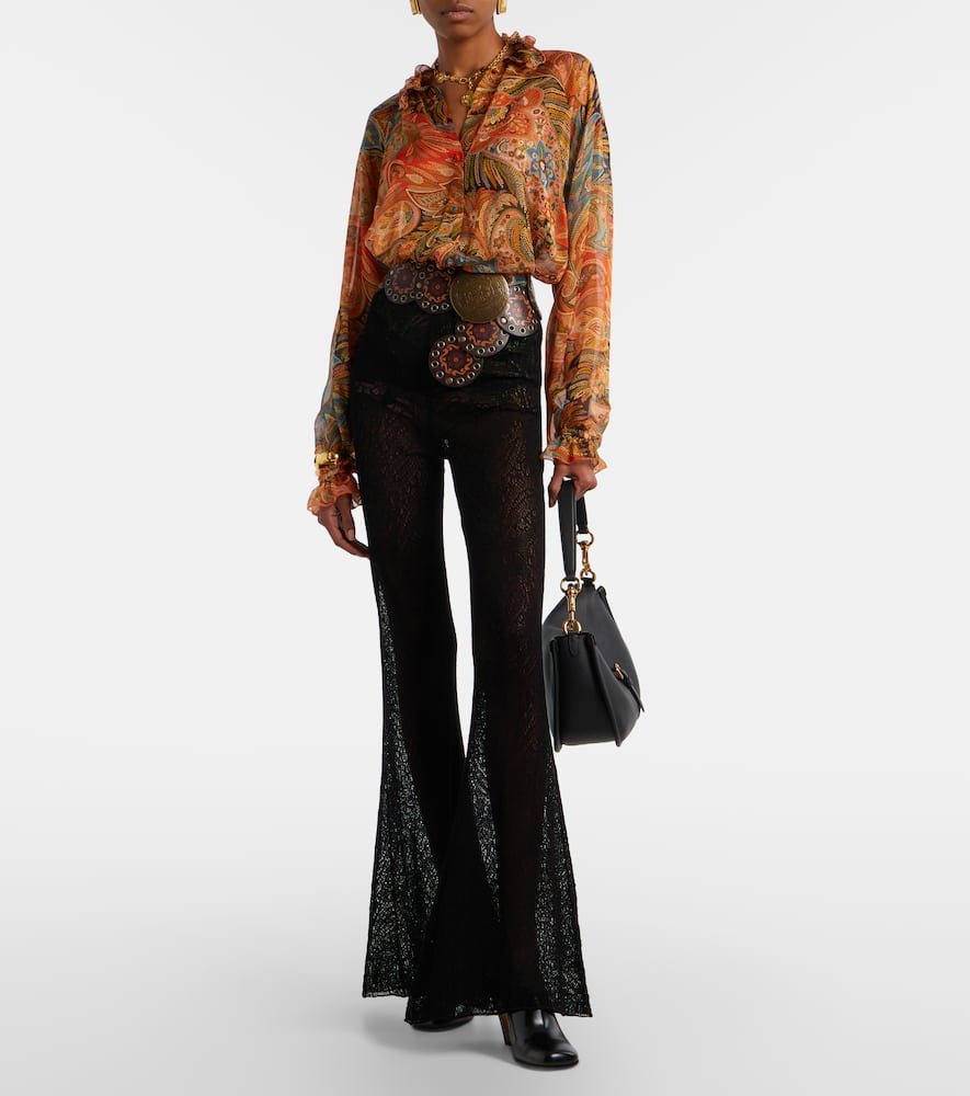 Cotton lace flared pants