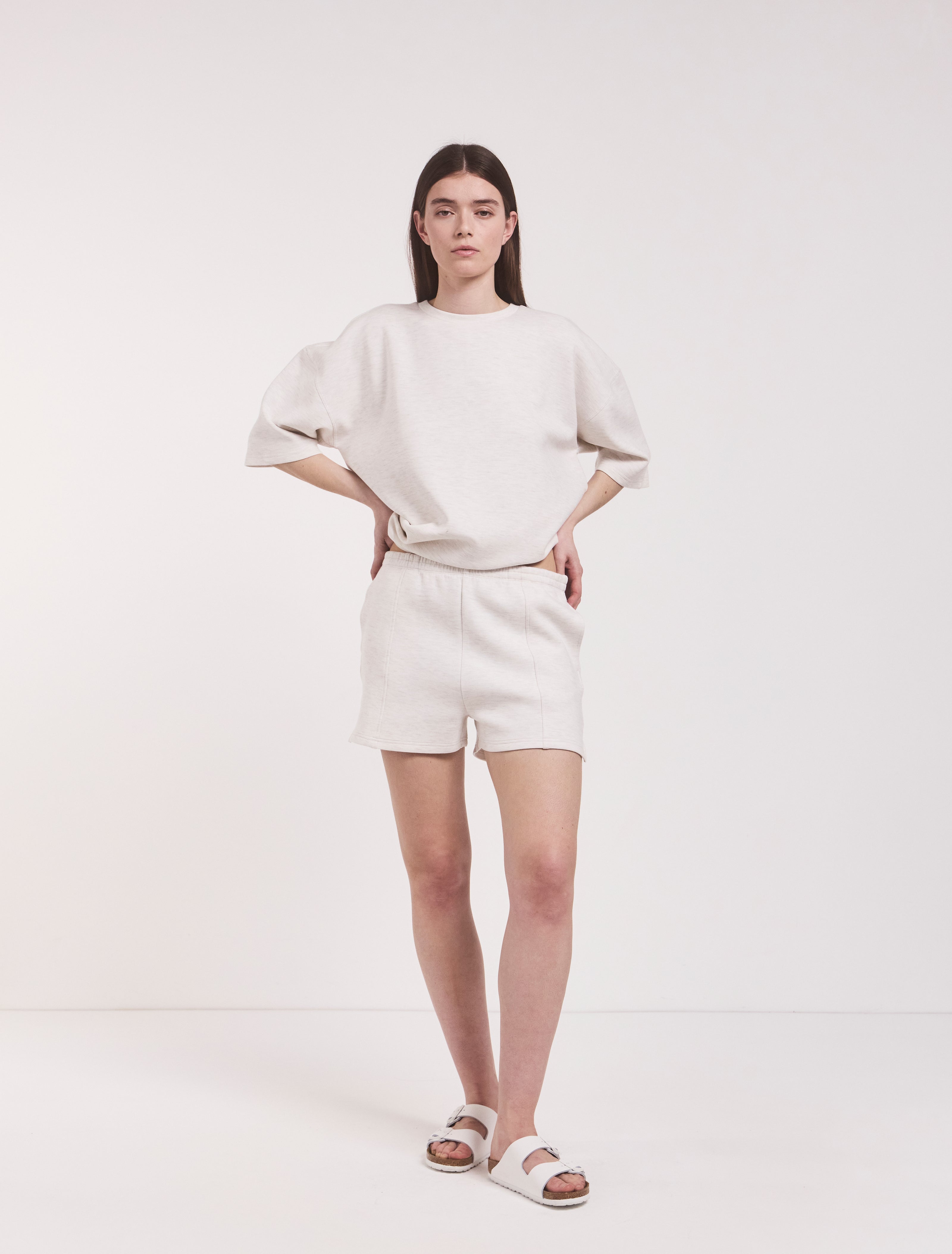 Classic Lounge Shorts in Oatmeal Marl - TENCEL