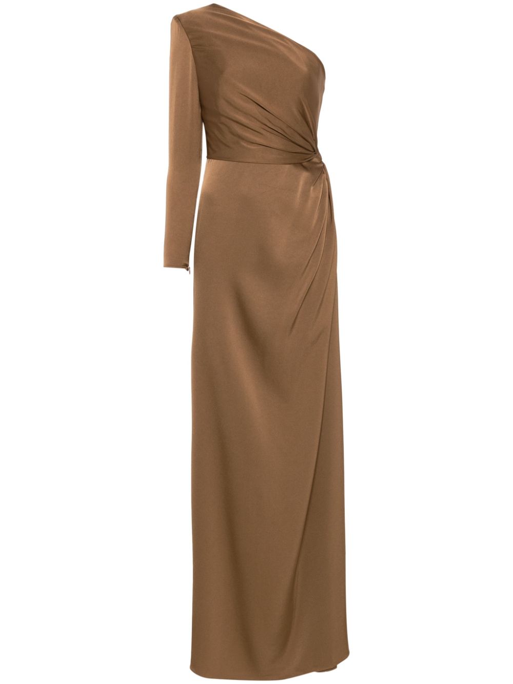 Twist-detail satin gown - Brown