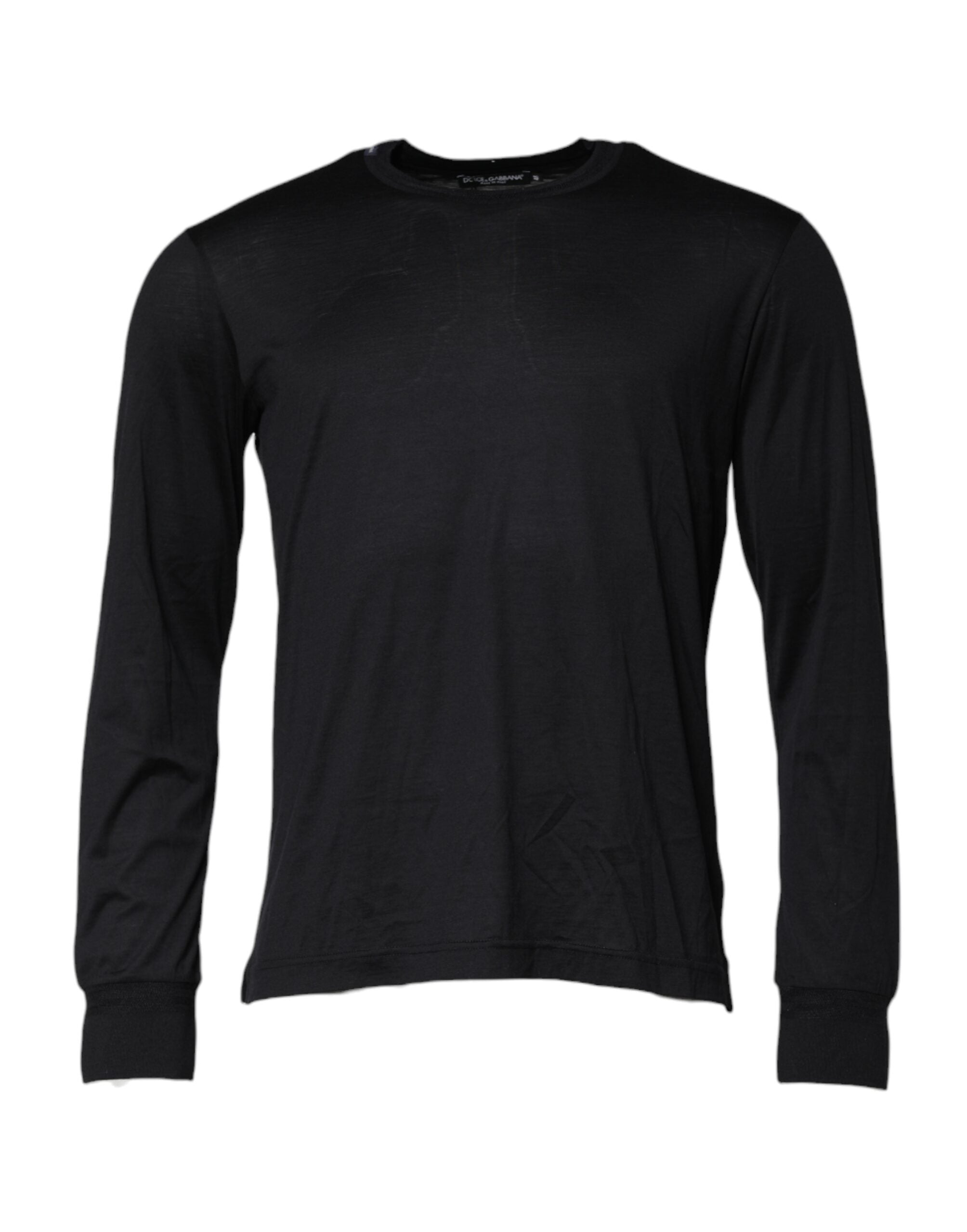 Silk-Cotton Crew Neck Sweater — Black