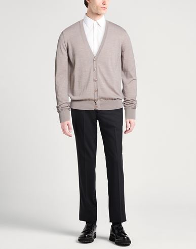 Man Cardigan Taupe Size 40 Virgin Wool