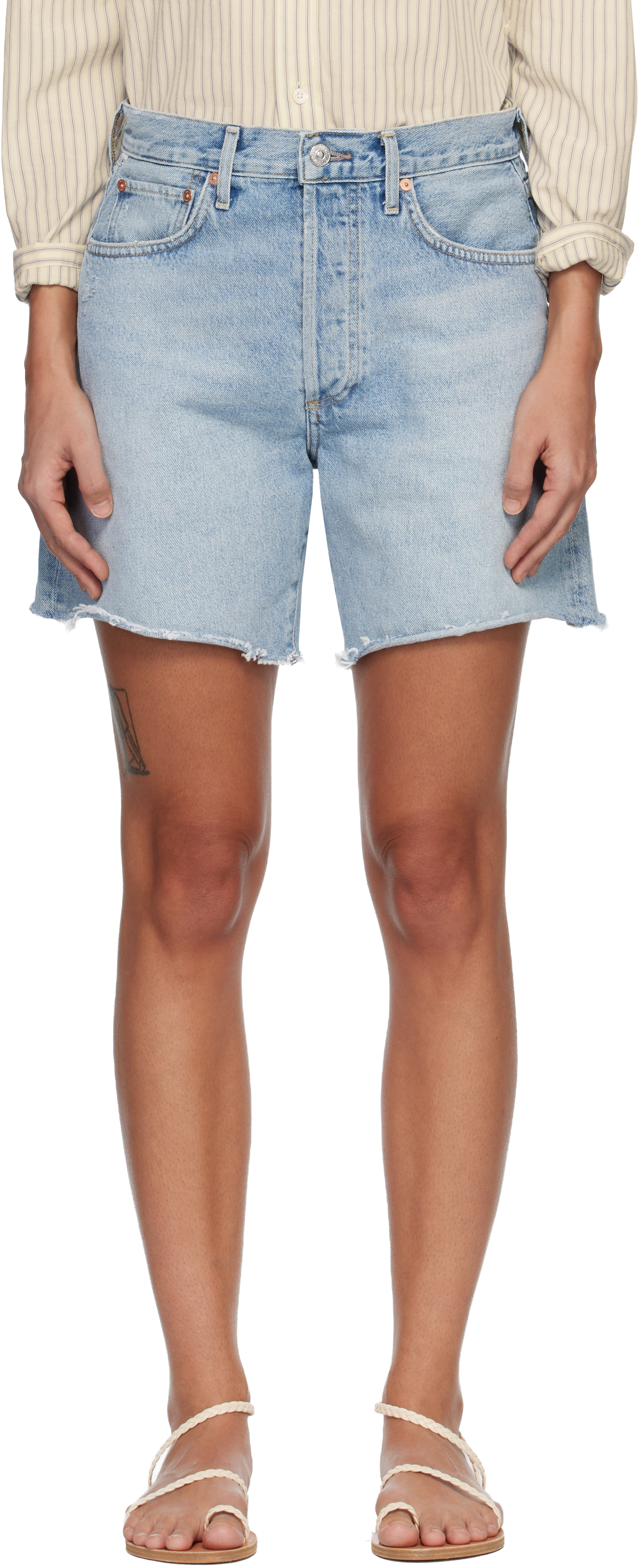 Blue Marlow Long Vintage Denim Shorts