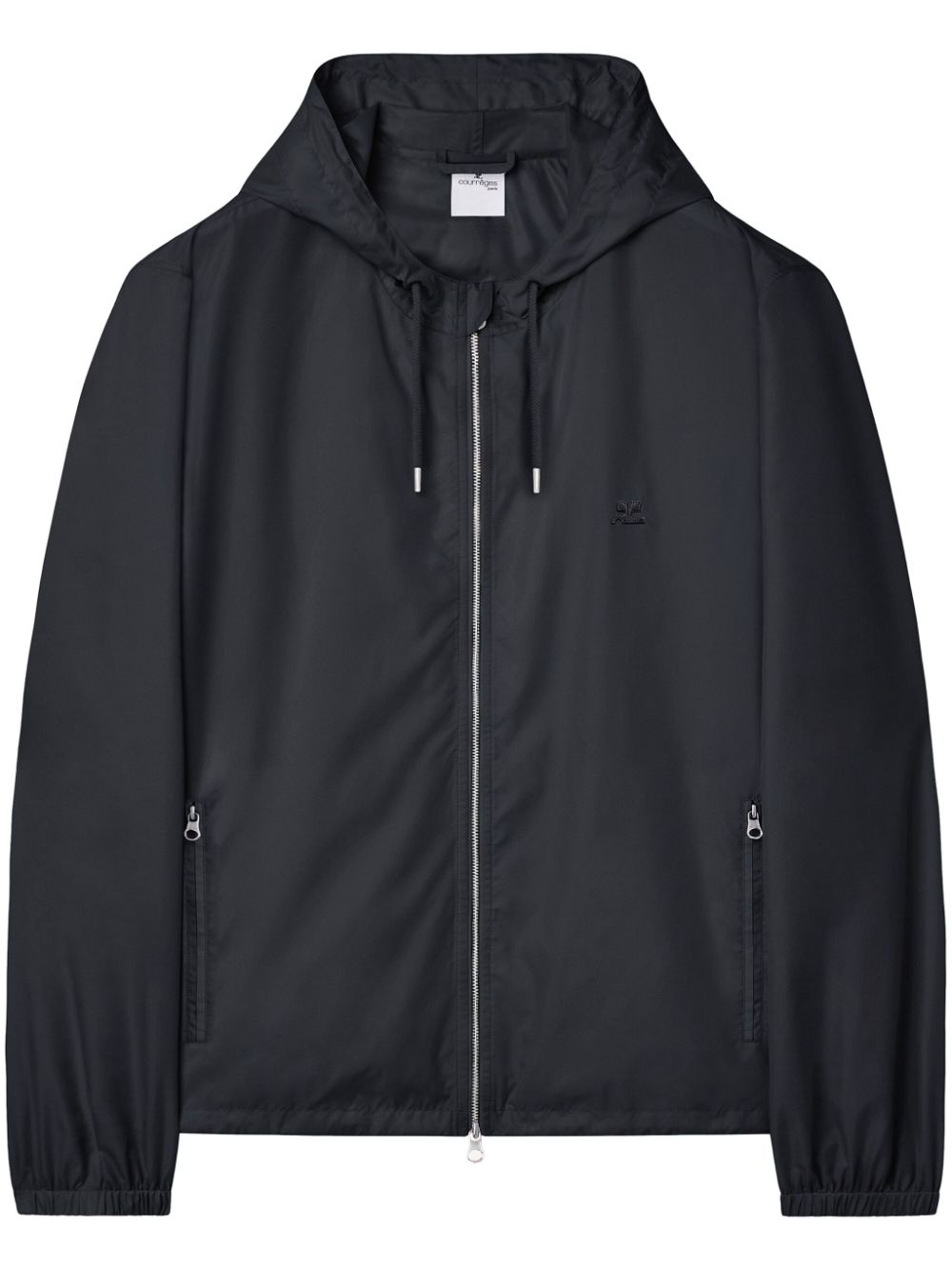 Logo-patch hooded windbreaker - Black