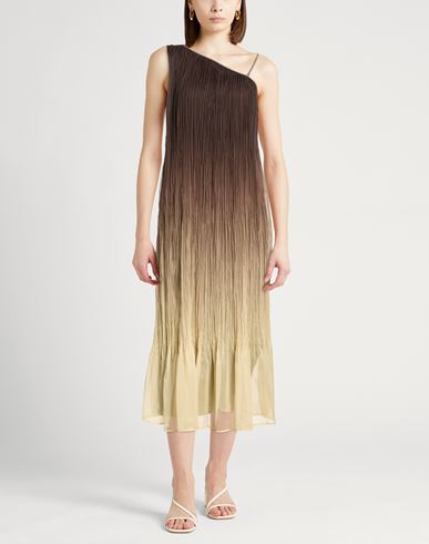 Woman Maxi dress Dark brown Size 6 Polyester