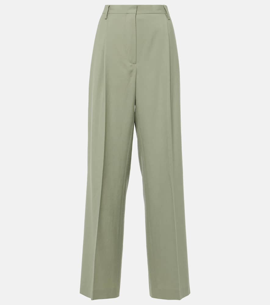 Mid-rise wool straight pants
