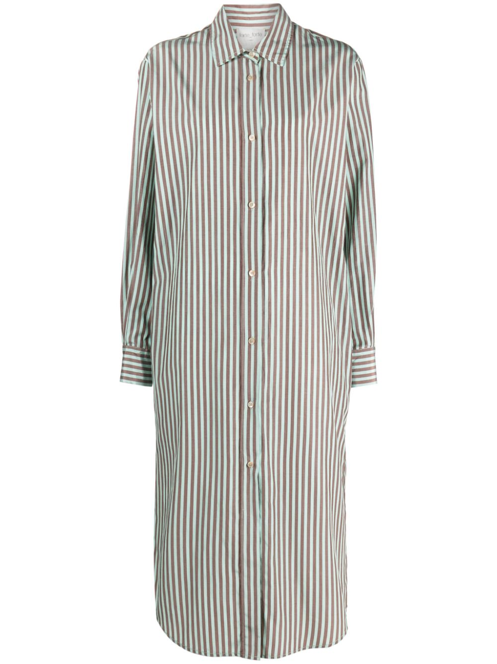Stripe-patternedshirt dress - Green