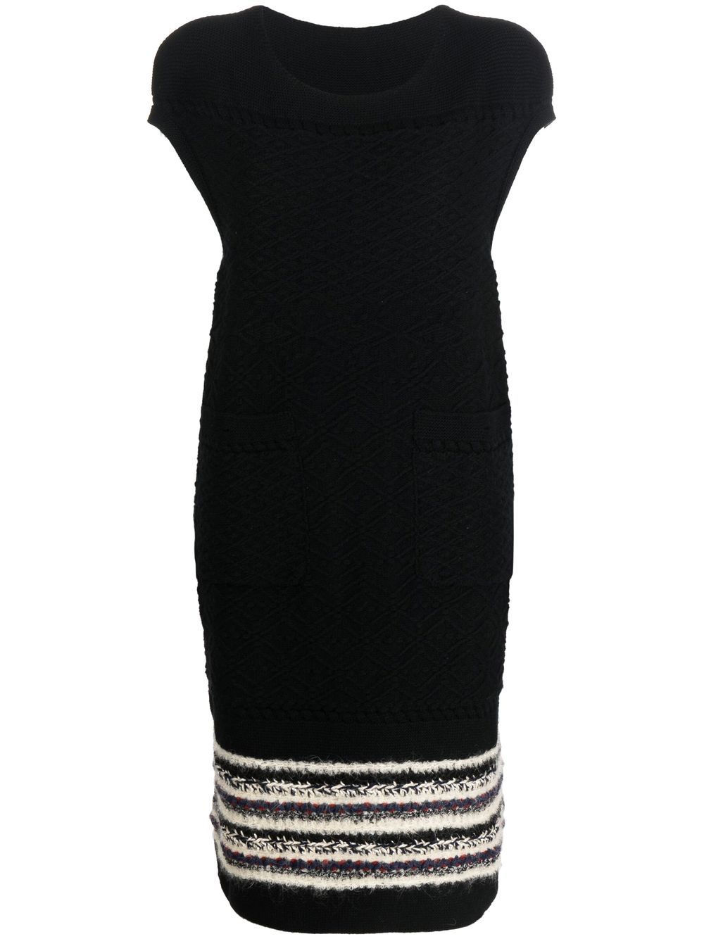 Tweed detailing knitted dress - Black