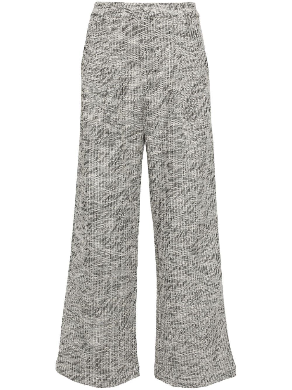 Ribbed-knit flared trousers - Black