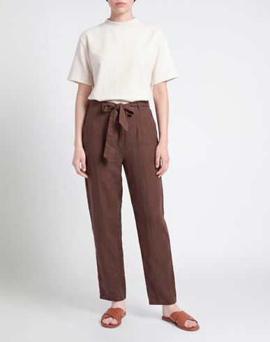 Woman Pants Chocolate brown Size 10 Linen