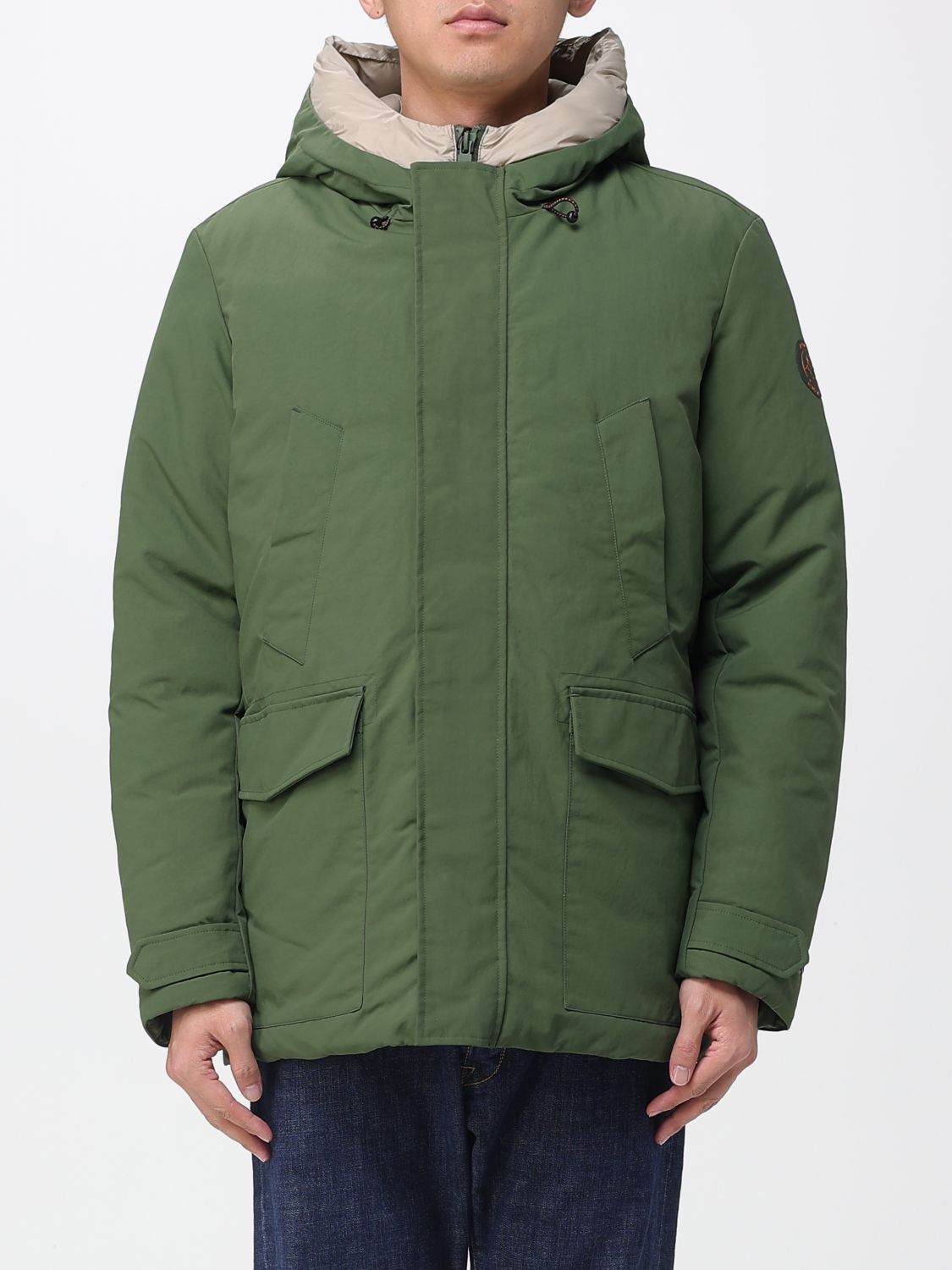 Coat Men color Green