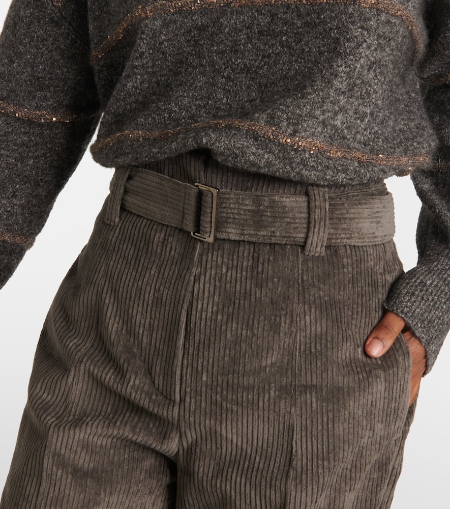 High-rise cotton tapered pants