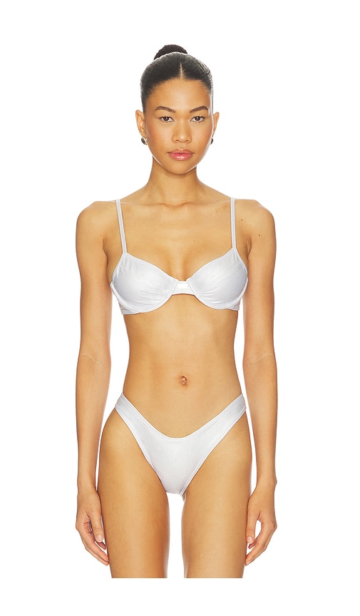 FAE Gigi Bikini Top in Metallic Silver. - L also in