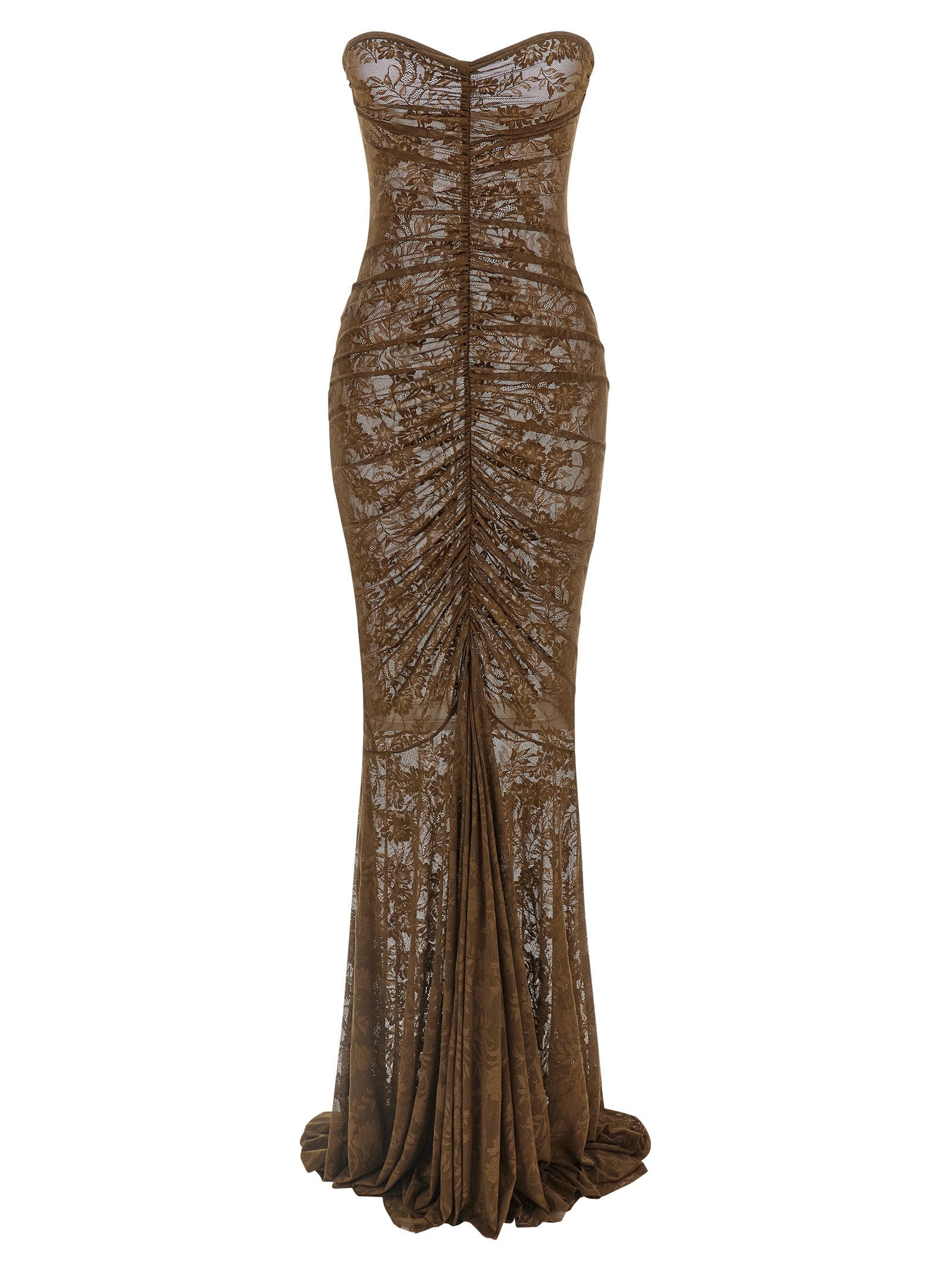 Semi-Transparent Lace Mermaid Dress — Brown