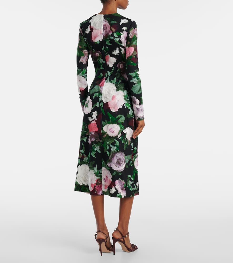 Draped floral midi dress