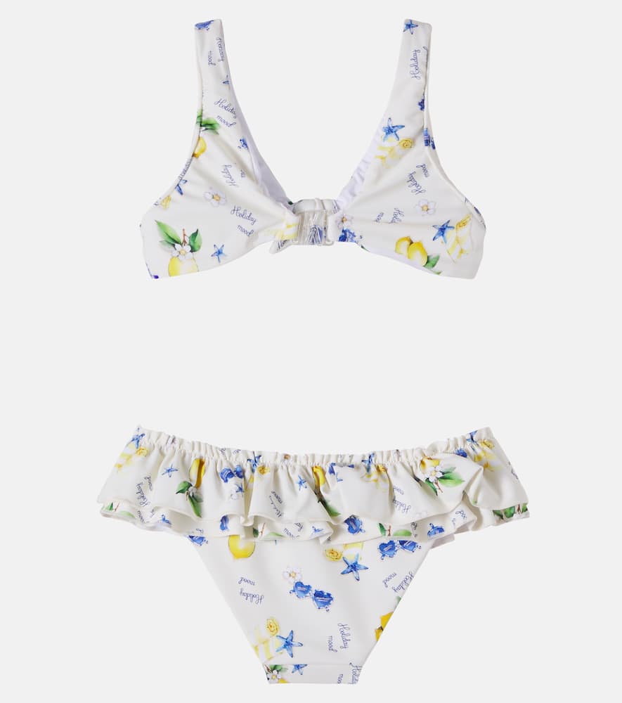 Printed ruffled bikini