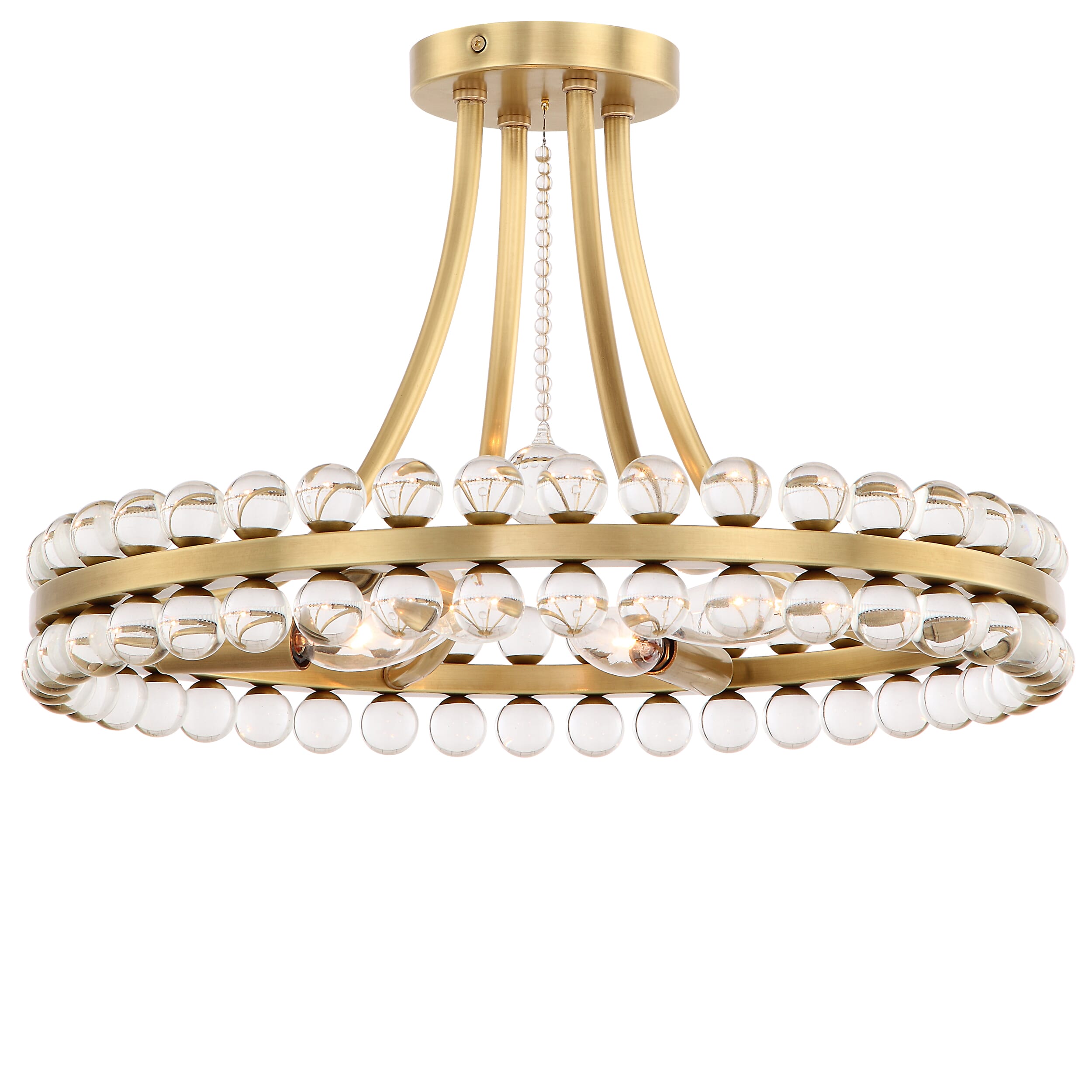 Crystorama Clover 4-Light 18" Ceiling Light in Aged Brass with Clear Hand Cut Crysta
