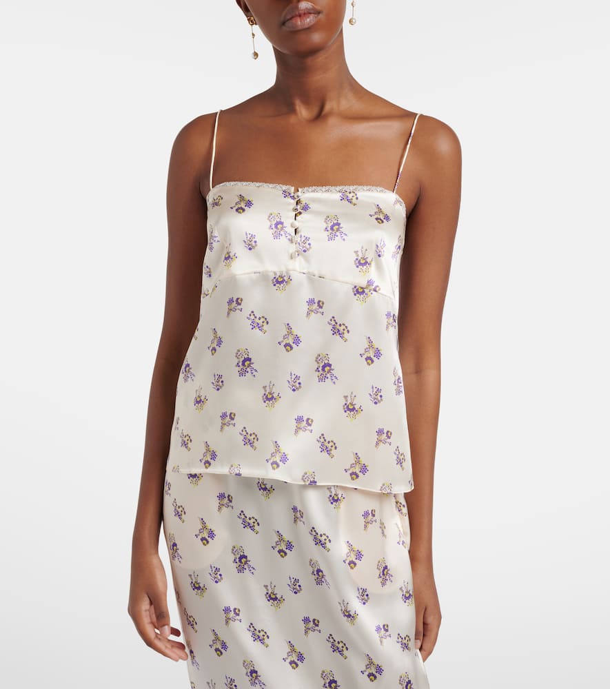 Shiny Daydream floral silk satin camisole