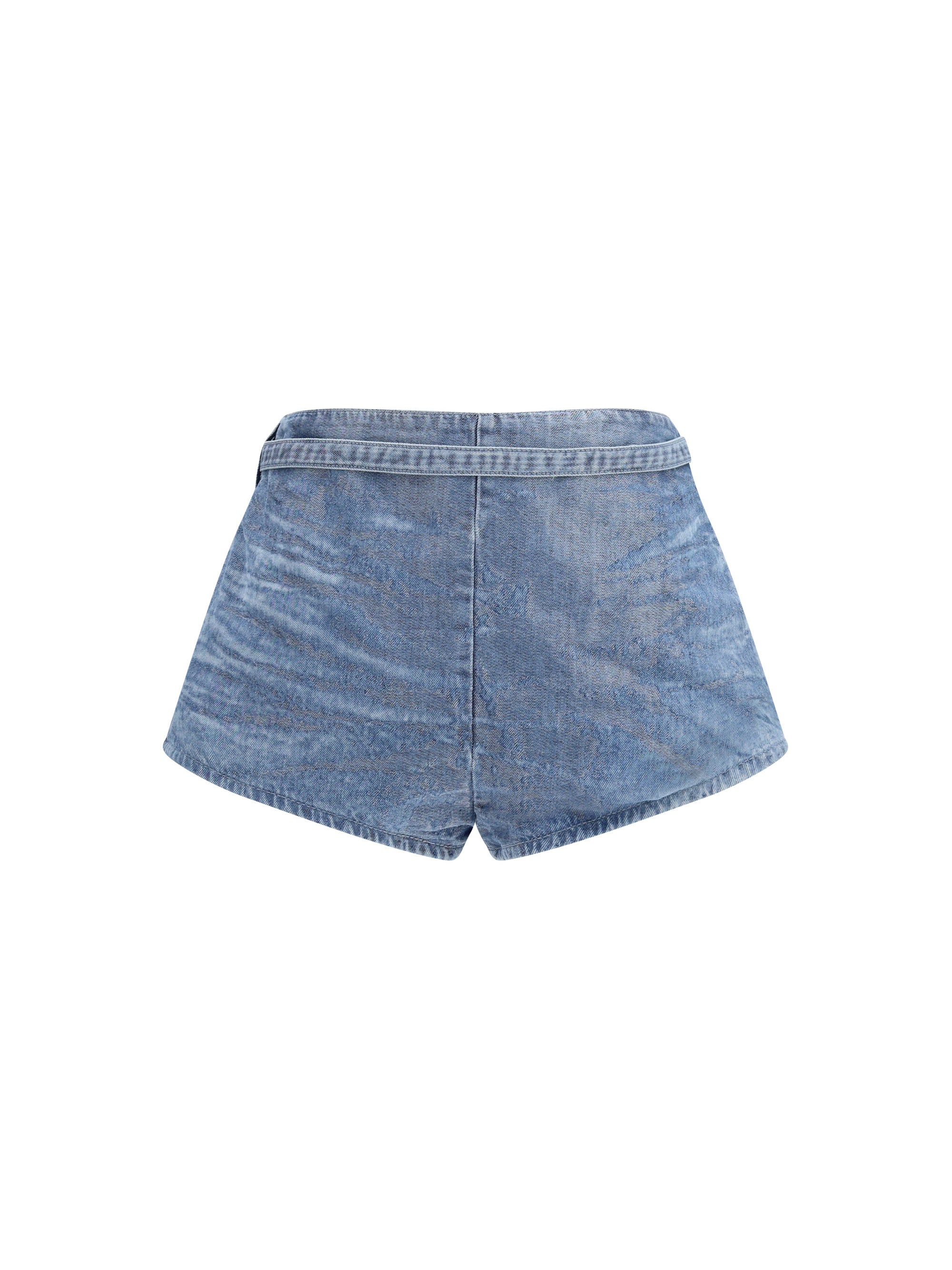 Distressed Denim Denim Shorts — Blue