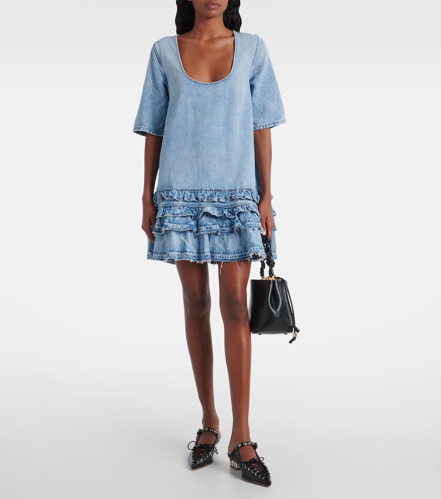 Ruffled denim minidress