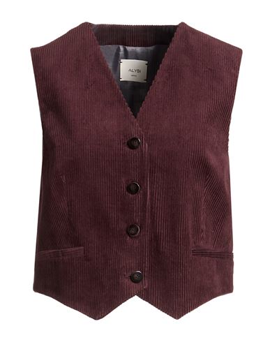 Crème Woman Tailored Vest Burgundy Size 4 Cotton