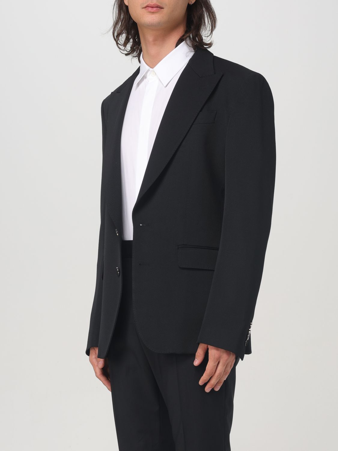 Peak lapel single-breasted jacket - Black