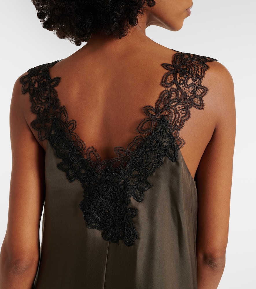 Róhe Lace-trimmed silk midi dress