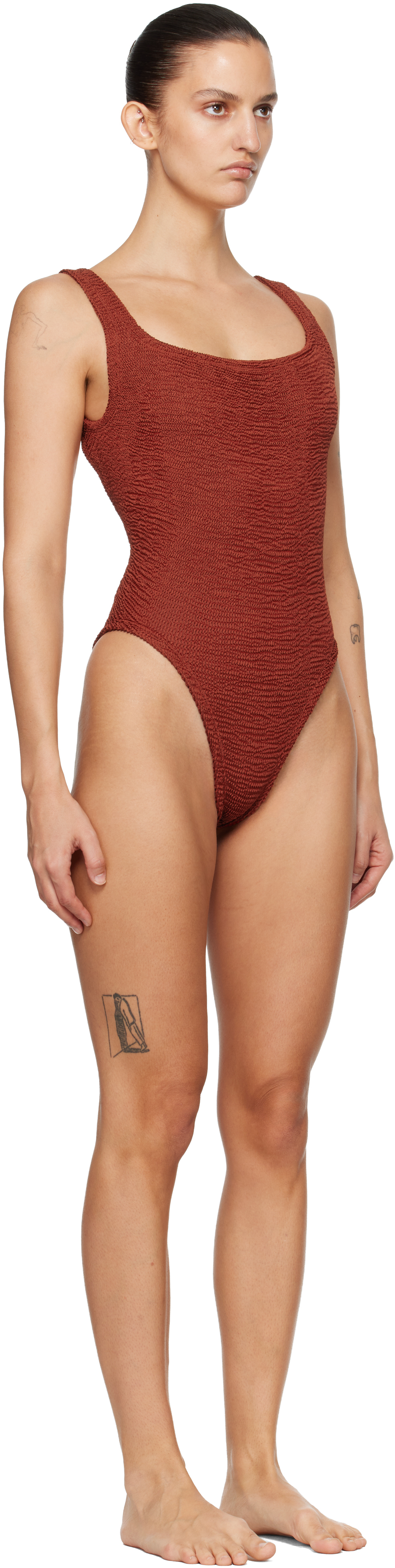 Burgundy Square Neck Swimsuit