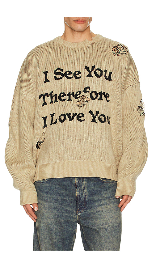 UPRISERS UPRS I See You Jacquard Sweater in Brown. XL/1X. Also in S