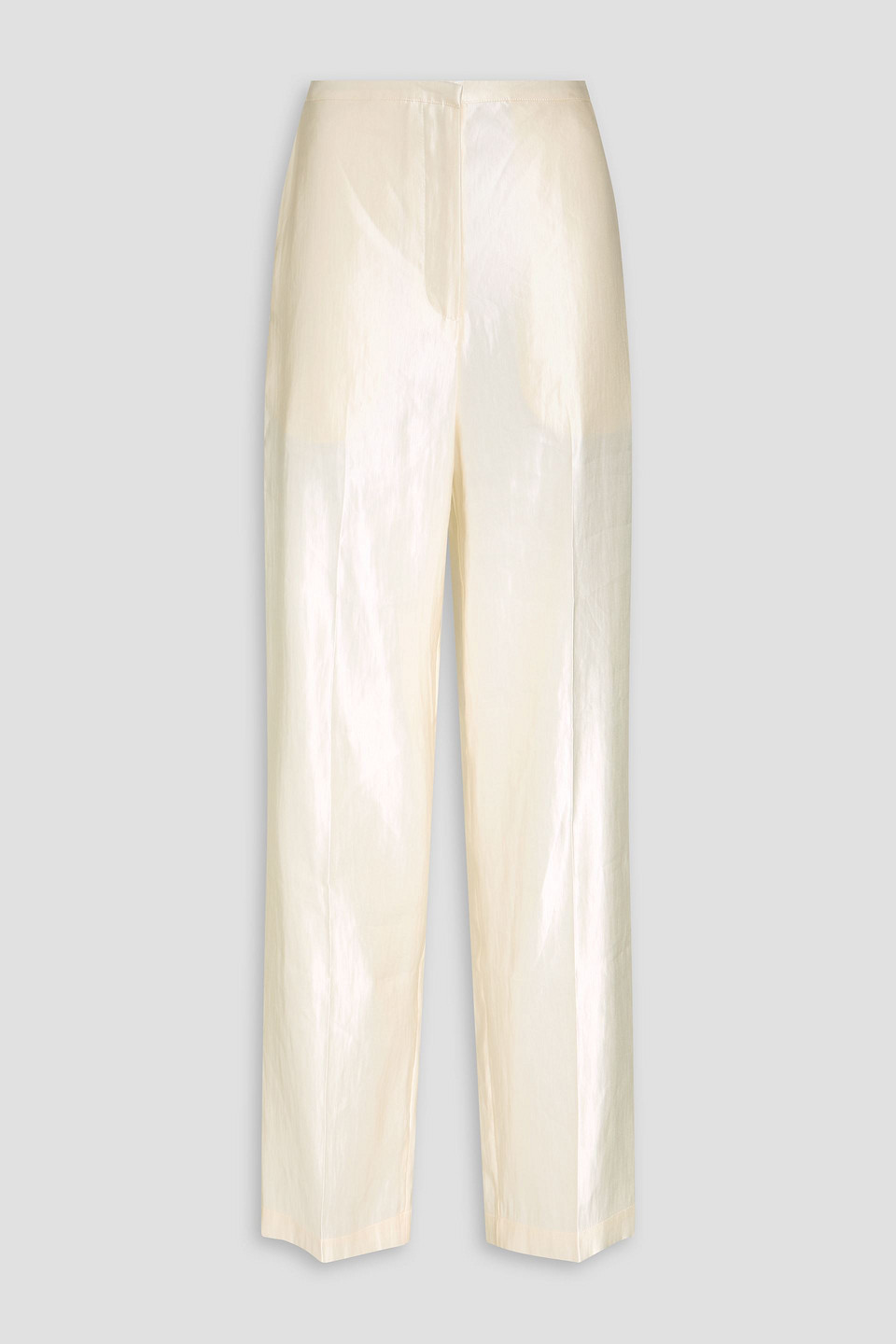 Sally linen and silk-blend sateen straight-leg pants - White - XL