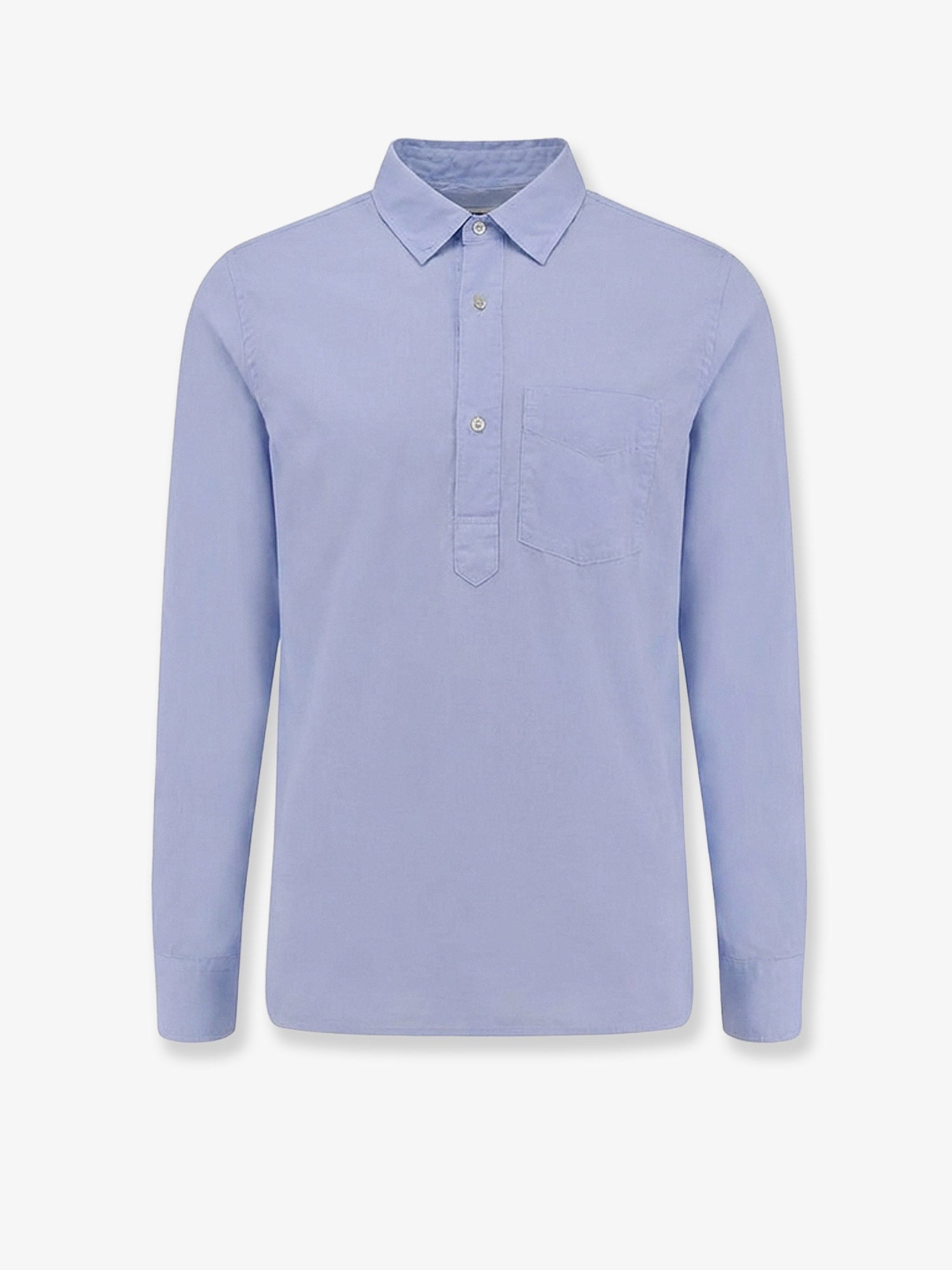 Cotton Pointed-Collar Shirt — Blue