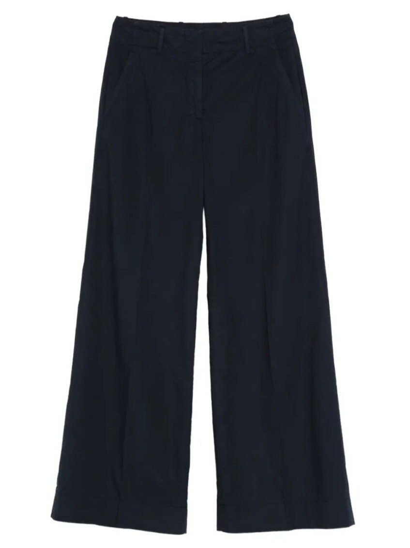 Blue Wide Leg Cotton Trouser