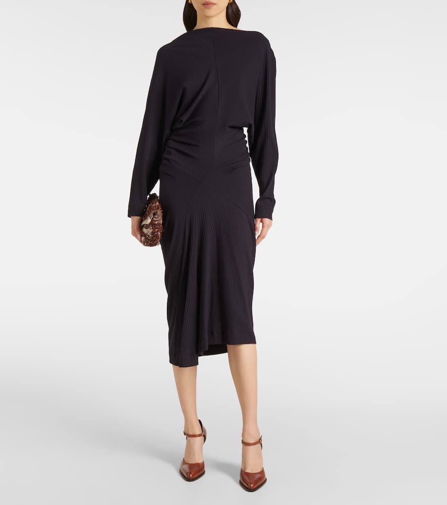 Draped jersey midi dress