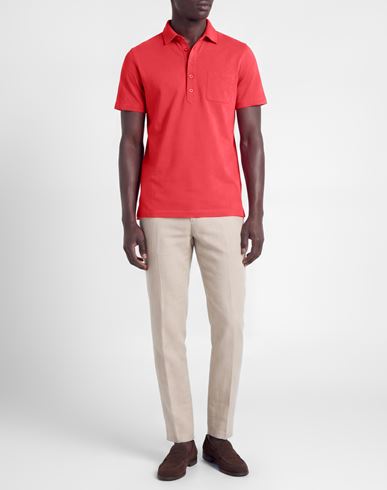 Man Polo shirt Coral Size 38 Cotton