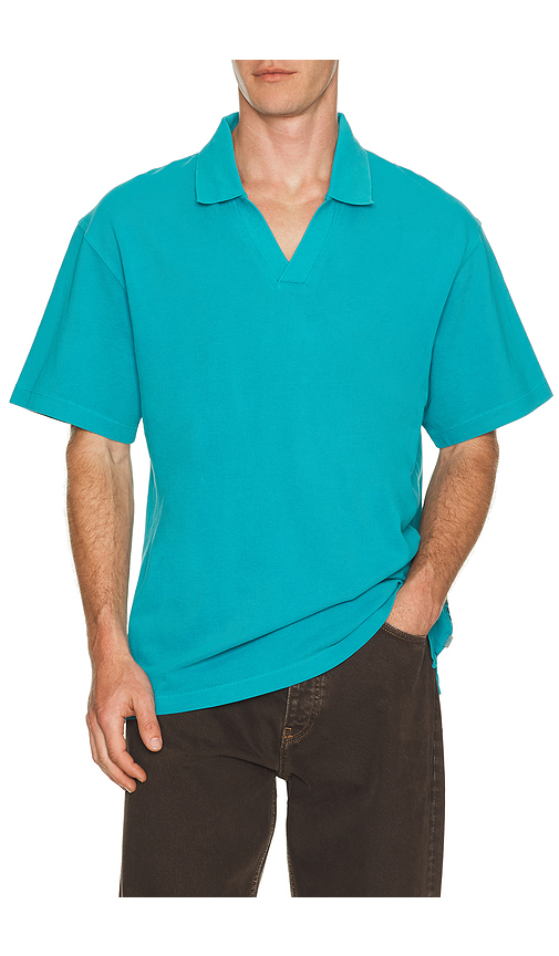 Scotch & Soda 3 Crossed Pique Garment Dyed Polo in Tahitian Teal. S also in M, L, XL/1X, XXL/2X