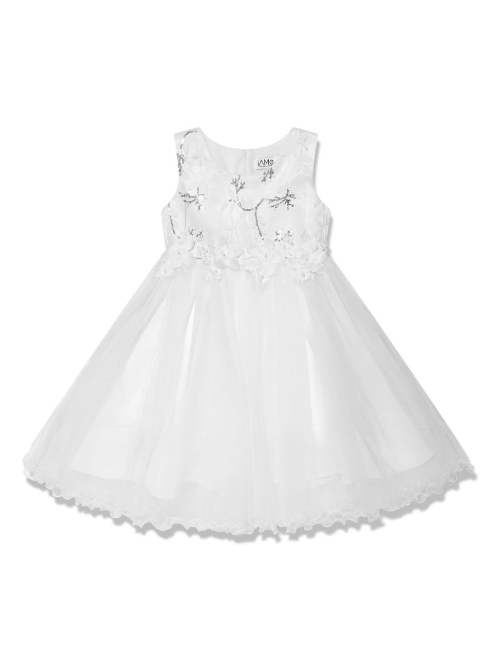 Floral-appliqué sequin-embellished dress - White